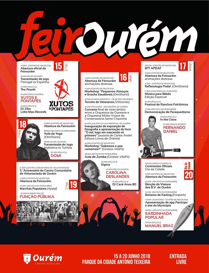 Feirourem, Festa anual, Ourem, Santarem, Bandas ao vivo, artistas ao vivo, concertos de artistas, Feirourem 2018, Feira de Ourem, Festas anuais, artistas, bandas, Município de Ourem, Contactos, Bandas, Bailes, Folclore