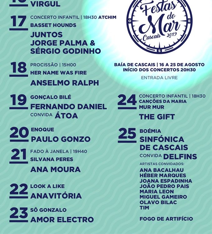 Festas do Mar, Cascais, Festas de Cascais, Festas Anuais, entradas grátis, Festas 2018, Festas do Mar 2018, Cartaz, Programa, Concertos